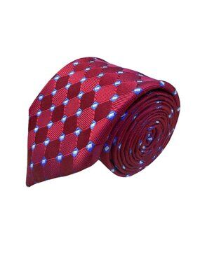 Jos A Bank Mens Red Silk Geometric Tie Executive Collection Blue Pattern